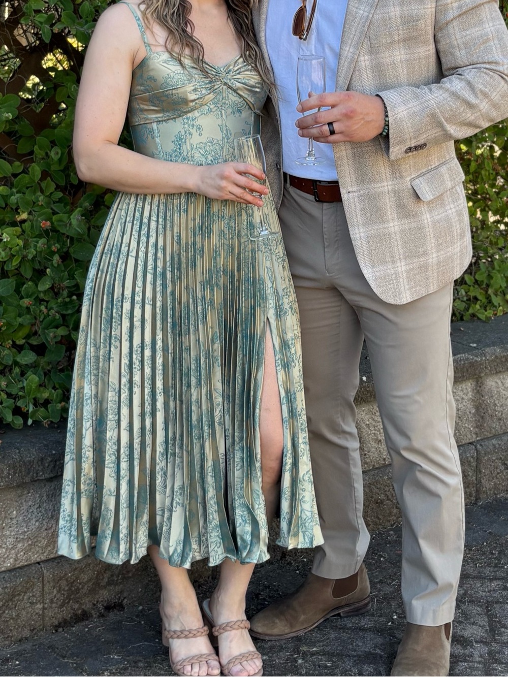 Azazie Vesper Platinum Teal Midi Dress - Picture 7 of 7
